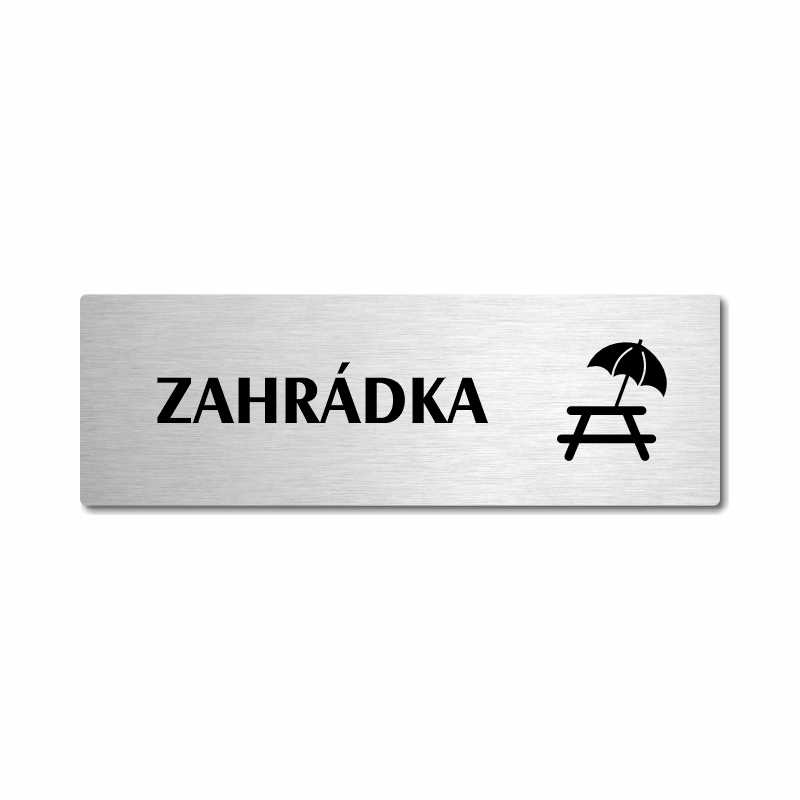 Zahrádka, stříbrná popiska na dveře
